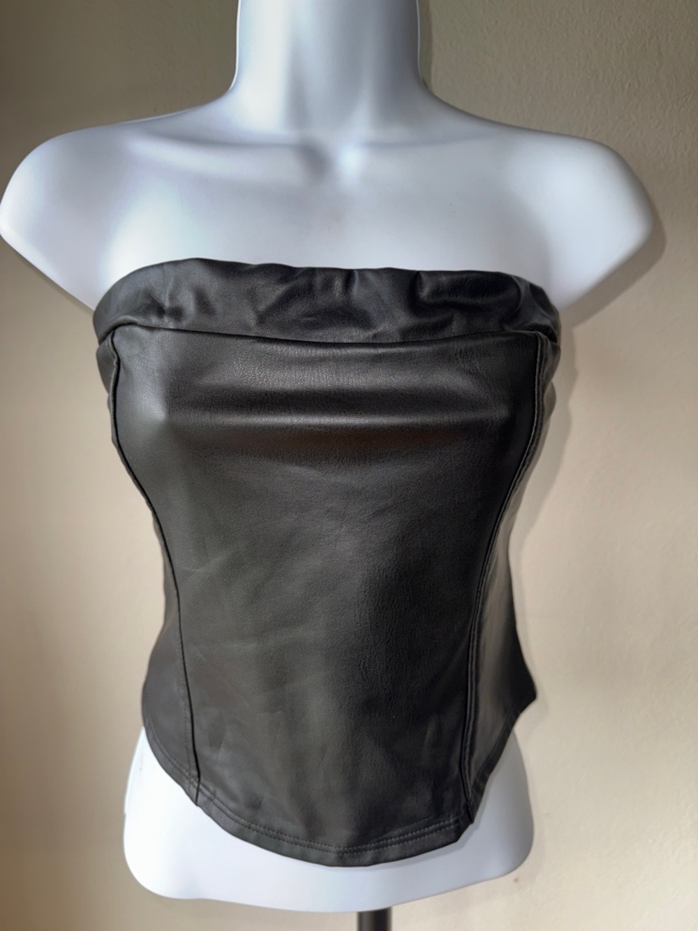Altar'd State XL Black Faux Leather Bandeau Tube Top